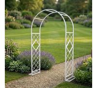 Heavy Duty Garden Arch for Outdoor Plants, 20mm Steel Metal Trellis, 6ft to 11.8ft Adjustable Arbor for Weddings & Garden Decor, White, W12.5xH7.5ft