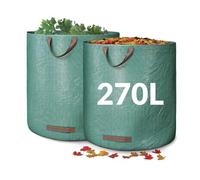 Heavy Duty Garden Bags 270L x 2 Reusable Sacks with Handles, Ideal for Collecting Waste, Leaves and Grass. Waterproof Heavy Duty Large Bin Bags with Handles, Foldable and Reusable (270l)