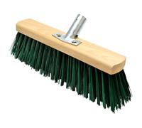 Heavy Duty Garden Broom Head, Outdoor 16″ Synthetic Hard Bristle Sweeping Brush with Metal Bracket for Cleaning Gardens, Yards, Patios, Deckings, Driveways (Green)