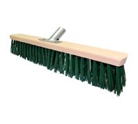 Heavy Duty Garden Broom Head, Outdoor 24″ Synthetic Hard Bristle Sweeping Brush with Metal Bracket for Cleaning Gardens, Yards, Patios, Deckings, Driveways (Green)
