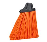 Heavy Duty Garden Broom Head with Fitted Handle Bracket - Outdoor Long Stiff Bristles for Patio Driveway Caravan & Garage - Orange Multi Surface Yard Brush for Floor Sweeping Cleaning