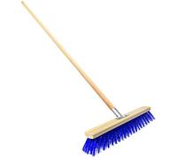 Heavy Duty Garden Broom with Handle, Outdoor for Wet & Dry Surfaces, 16″ Synthetic Hard Bristle Sweeping Brush with Metal Bracket for Cleaning Gardens, Yards, Patios, Deckings, Driveways (Blue)