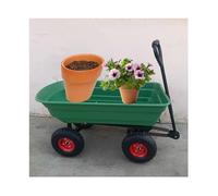 Heavy Duty Garden Dump Cart 180° Rotating Handle Outdoor Beach Wagon with Pneumatic Tires Versatile Yard Barrow Trolley for Camping Gardening & Farm Use (GreenB 105x60x102cm)