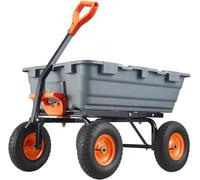 Heavy Duty Garden Dump Cart 408 kg Capacity, Quick Release Dump Utility Wagon with 25.4 cm Pneumatic Tires, 180° Rotating Handle & Removable Mesh Sides - Folding Yard Cart for Lawn, Farm, Gardening