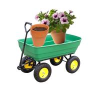 Heavy Duty Garden Dump Cart Outdoor Beach Wagon with Pneumatic Tires 180° Rotating Handle Versatile Yard Trolley for Camping Farming & Gardening (GreenA 105x60x102cm)