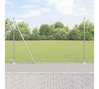Heavy Duty Garden Fencing,Fence with Posts Silver 1.6 x 10 m PVC-Coated Steel for Chicken Coop, Poultry Netting, Plant Support and Dog Barrier