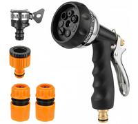 Heavy Duty Garden Hose Pipe Spray Gun - Metal Garden Hose Spray Gun with 7 Spray Patterns, High Pressure Hose Nozzle with Ergonomic Handle for Precision Watering Plants Lawns Cars Bikes Pets Bathing