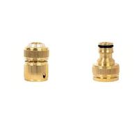 Heavy Duty Garden Hose Tap Connector Set 2 Pack, Brass Tap Connector 3/4" & 1/2" BSP Female Thread, 1/2" Hose Connector Fits Standard Garden Tap Hose