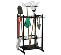 Heavy Duty Garden Tool Storage Rack, 50 Tool Capacity, Alloy Steel, Multi-Tier Shelving (Rack+Hooks)