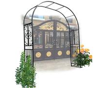 Heavy Duty Garden Trellis Arbor Metal Arch for Climbing PlantsOutdoor Arbour Easy Assembly Stable Design 9.8ft Wide x 7.5ft High Black Color