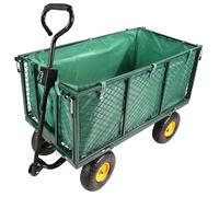 Heavy Duty Garden Trolley 500kg Capacity - 3-in-1 Mesh Garden Cart & Trailer with High Sides, Steel Frame, Large Pneumatic Wheels, Outdoor & DIY - Green (Green)