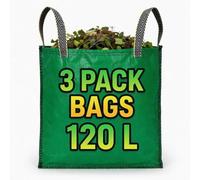Heavy Duty Garden Waste Bags 120 Litre - Premium 150gsm Reusable Sacks with Handles, Tear & Puncture Resistant, UV Protected - 1/2/3/5/10/20/50/100 Pack (3)