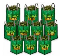 Heavy Duty Garden Waste Bags 120 Litre - Premium 150gsm Reusable Sacks with Handles, Tear & Puncture Resistant, UV Protected - 1/2/3/5/10/20/50/100 Pack (10)
