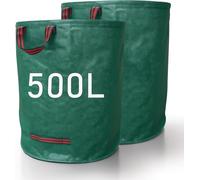 Heavy Duty Garden Waste Bags 2 Pack 500L, Reusable Waterproof Garden Sacks with Reinforced Handles for Grass, Leaves & Garden Waste