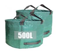 Heavy Duty Garden Waste Bags, 2PCS 500 Litre Large Bag with Handles, Reusable Bags Refuse Rubbish Bag, Waterproof Garden Green Waste Sack, Ideal for Collecting Waste