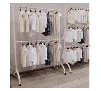Heavy Duty Garment Rack, Freestanding Double Rod Clothing Hanger with Storage Display Shelf for Clothing - Ideal for Boutique Store Use