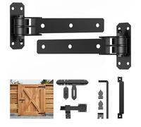 Heavy Duty Gate Hinge Set, 13" Bolt-On or Weld-On Hinges with Slide Bolt Gate Latch, Cane Bolt, Door Handle, 180° One-Way Open for Single Wooden Door/Metal Gates,Garden Gates, Fence, Sheds