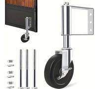 Heavy Duty Gate Wheels - 4 Pack Spring Loaded Gate Casters for Wooden Fences Rotating Gate Rollers with Brake and Versatile for Smooth Operation