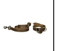 Heavy Duty Genuine Leather Dog Lead and Collar (6 ft lead + large collar)