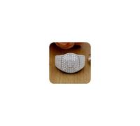 Heavy Duty Geometric Design Ring with Half-Circle Zircon Stones - Edgy Unisex Fashion Jewelry