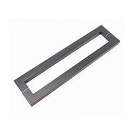 Heavy Duty Glass Door Handle Set, Stainless Steel Double Side Bar, Square Push Pull Retro Handle for Wood Steel Barn Doors, 1200mm Black Gray