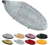 Heavy Duty Glitter Toilet Seat - Soft Close, Quick Release, Easy Top/Bottom Installation, Stylish Bathroom Upgrade for Comfort & Durability Transparent Silver 36 x 42 cm