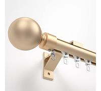 Heavy Duty Gold Decorative Curtain Rod 19.7ft Window Drapery Track with Silent Pulleys Wall Bracket & End Caps - Perfect for Room Divider & Home Decor