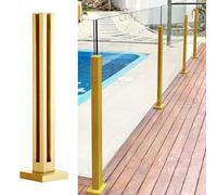 Heavy Duty Gold Glass Railing Post for Hallway, Pool, Garden & Deck - 36" 42" 47" Height Options, Durable Balustrade Fencing System, Modern Design