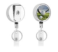 Heavy Duty Golf Ball Badge Reel with 360° Swivel Alligator Clip & 24" Retractable Nylon Cord Lightweight Name Badge Holder for Nurse Teacher Office Worker Id Card Decor