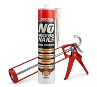 Heavy Duty Grab Adhesive Kit with Dekton No Need For Nails 290ml Cartridge & Caulking Gun - Strong Waterproof Glue for Skirting Boards, Coving, Wood, Brick & Wall Panels