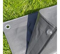 Heavy duty gray waterproof tarpaulin/ground sheet,uv resistant,reinforced hems and corners,eyelets every 1m, (5m x6m)