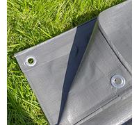 Heavy duty gray waterproof tarpaulin/ground sheet,uv resistant,reinforced hems and corners,eyelets every 1m, (6m x8m)