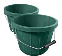 Heavy Duty Green Bucket 10L (2 Gallon) - Plastic Bucket Ideal as Feed Bucket or Calf Bucket with Easy-Grip Handle - Strong Utility Bucket for Cleaning & Gardening Pack of 2
