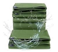 Heavy Duty Green Canvas Tarpaulin 1.2x2.4m Waterproof Tarp Sheet with Eyelets and Grommets for Roofs Swimming Pools Covers 3x4m 3x5m Available Reinforced and Durable (1x1m) (4x7m)