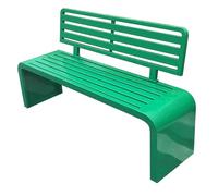 Heavy-Duty Green Metal Garden Bench with Backrest, 47.2in Galvanized Steel Outdoor Seat for Porch & Backyard, Slatted Park Furniture