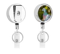 Heavy Duty Grey Pigeon Badge Reel with 360° Swivel Alligator Clip & 24" Retractable Nylon Cord Lightweight Name Badge Holder for Nurse Teacher Office Worker Id Card Decor
