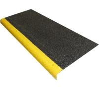 Heavy Duty GRP Anti-Slip Stair Tread Covers - 345mm Deep Black/Yellow Grit Surface, Outdoor Slip-Resistant Step Protection 1000mm Length