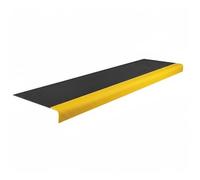 Heavy Duty GRP Anti-Slip Stair Tread Covers - 345mm Deep Black/Yellow Grit Surface, Outdoor Slip-Resistant Step Protection 500mm Length