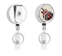 Heavy Duty Guitar British Flag Badge Reel with 360° Swivel Alligator Clip & 24" Retractable Nylon Cord Lightweight Name Badge Holder for Nurse Teacher Office Worker Id Card Decor