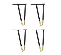 Heavy-Duty Hairpin Feet, 25Cm/10In Table Legs, Suitable for Various Styles of Cabinets, Desks, Chairs And Other Furniture, Durable Sofa Support Legs, with Non-Slip Pads,black gold,30cm/12in
