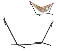 Heavy Duty Hammock with Stand - Portable Outdoor Swing Bed for Garden and Camping, 300KG Capacity, Durable Striped Canvas for Comfort