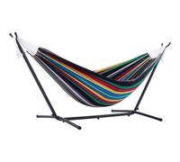 Heavy Duty Hammock with Stand - Portable Outdoor Swing Bed for Garden and Camping, 300KG Capacity, Durable Striped Canvas for Comfort