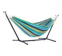 Heavy Duty Hammock with Stand - Portable Outdoor Swing Bed for Garden and Camping, 300KG Capacity, Durable Striped Canvas for Comfort