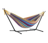 Heavy Duty Hammock with Stand - Portable Outdoor Swing Bed for Garden and Camping, 300KG Capacity, Durable Striped Canvas for Comfort