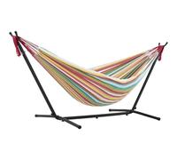 Heavy Duty Hammock with Stand - Portable Outdoor Swing Bed for Garden and Camping, 300KG Capacity, Durable Striped Canvas for Comfort