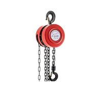 Heavy Duty Hand Crank Winch Chain Hoist Chain Block 1/2Ton (2200/4400/6600 LBS) Capacity 8/15 Feet Lifting Height Steel Construction Red Yellow(Red 2Ton (7ft Lift))