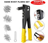Heavy Duty Hand Rivet Gun Kit 400Pcs Assorted Rivets With 4 Nozzle Heads