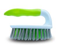 Heavy Duty Hand Scrubber With Stiff Natural Bassine Bristles - Deck Brush for Floor, Decking Home Care & Cleaning - Green-White (1 Pack)