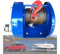 Heavy Duty Hand Winch - Portable Self-Locking Hoist, Manual Two-Way Ratchet Winch for Trucks, Jet Skis, RVs, ATVs - Horizontal Crank Boat Winch
