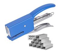 Heavy-Duty Handheld Plier Stapler with 1000 Standard 1/4" Staples, All-Metal Ergonomic Easy Grip Stapler, Smooth Jam-Free for Office, School, Home, Classroom Supplies, Documents, Receipts - Blue